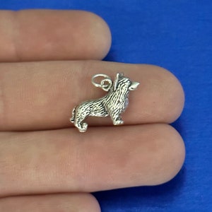 Sterling Silver Corgi Dog Charm, Sterling Silver Corgi Dog Pendant, Silver Corgi Dog Charm, Silver Corgi Dog Pendant, Corgi Dog Charm