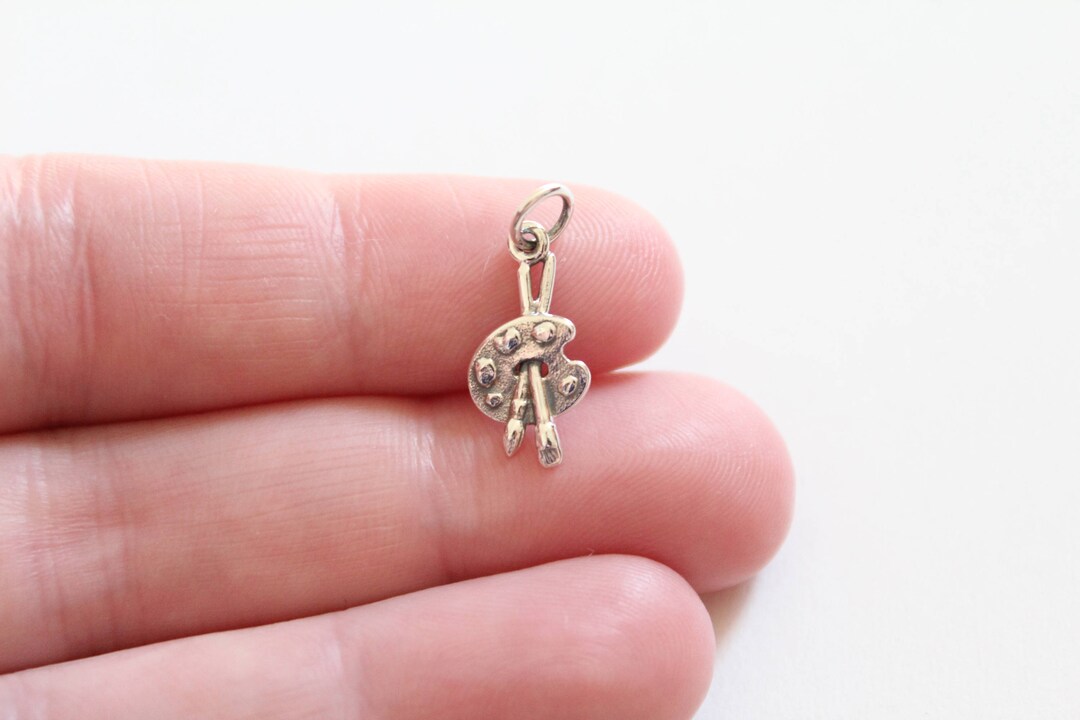 Sterling Silver Art Charm, Paint Brush Charm, Silver Painting Charm