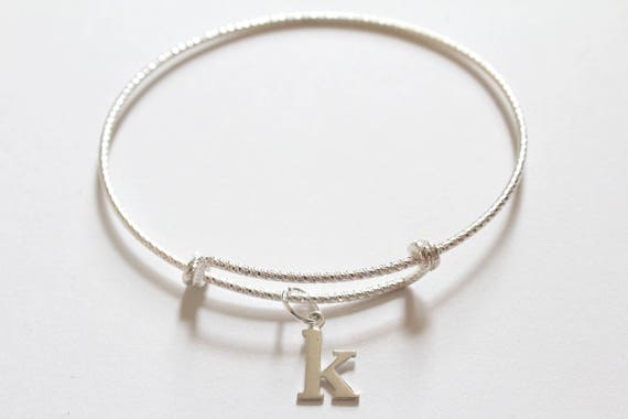 Sterling Silver Bracelet With Sterling Silver Typewriter K Letter Charm Bracelet With Silver Letter K Pendant Initial K Charm Bracelet K Etsy