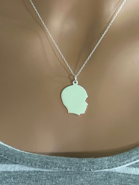 Boy Silhouette Necklace Sterling Silver, Chain Included Boy Silhouette Necklace Sterling Silver, Chain Included