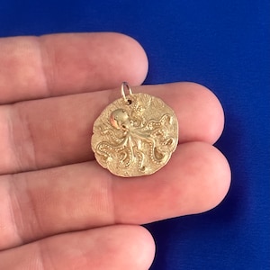 Bronze Octopus Coin Charm, Bronze Octopus Coin Pendant, Bronze Octopus Charm, Bronze Octopus Pendant, Octopus Coin Charm, Octopus Pendant