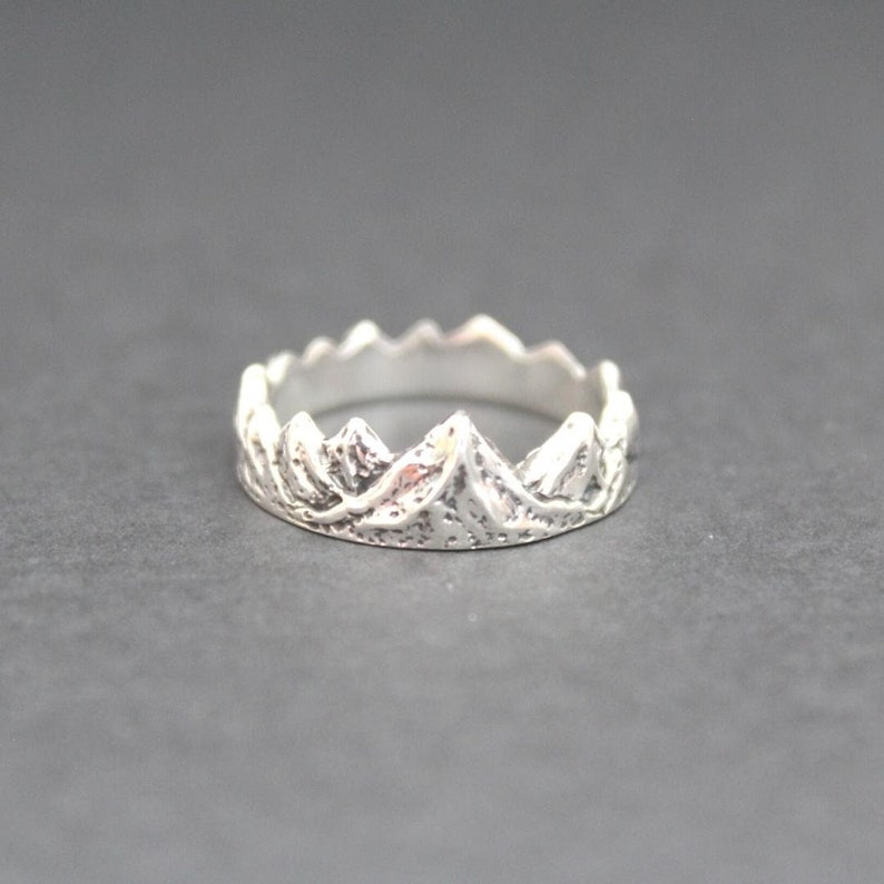 Sterling Silver Mountain Range Ring, Sterling Silver Hiking Ring, Sterling Silver Outdoor Adventurer Ring, The Mountains Are Calling Ring image 1