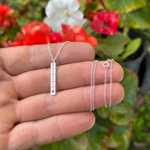 Personalized Sterling Silver EKG Heartbeat Bar Necklace