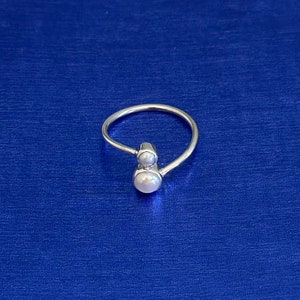 Sterling Silver Adjustable Pearl Ring, Sterling Silver Adjustable 2 Pearl Ring, Silver Adjustable Two Pearl Ring, Adjustable Pearl Ring
