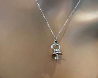 スターリングシルバーのベビーおしゃぶりネックレス：3Dチャーム