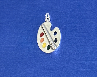 Sterling Silver Enamel Painter's Palette Charm: Artist Jewelry