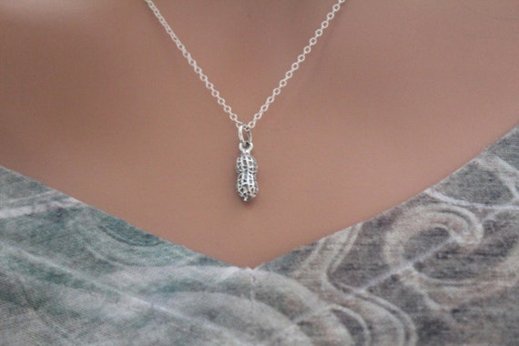 Sterling Silver Peanut Charm Necklace
