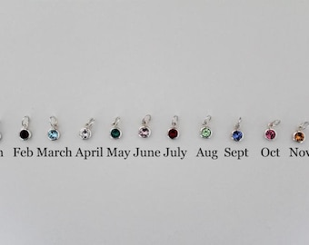 Sterling Silver Crystal Birthstone Charms, Tiny Silver Crystal Birthstone Charms, Add on to Any Order, Birthstone Charm