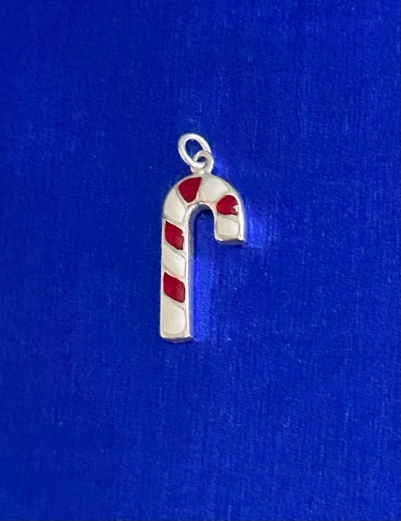 Candy Cane Charm Red and White Sterling Silver Candy Cane Charm Red and White Sterling Silver