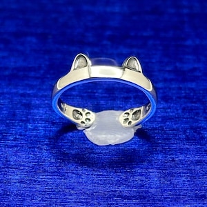 Sterling Silver Cat Ears and Paws Ring, Silver Cat Ears and Paws Wrap Ring, Cat Ears and Paws Wrap Ring, Silver Wrap Ring with Cat Ears