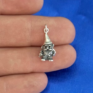 Sterling Silver Oxidized Garden Gnome Charm, Sterling Silver Garden Gnome Charm, Silver Garden Gnome Charm, Silver Garden Gnome Pendant