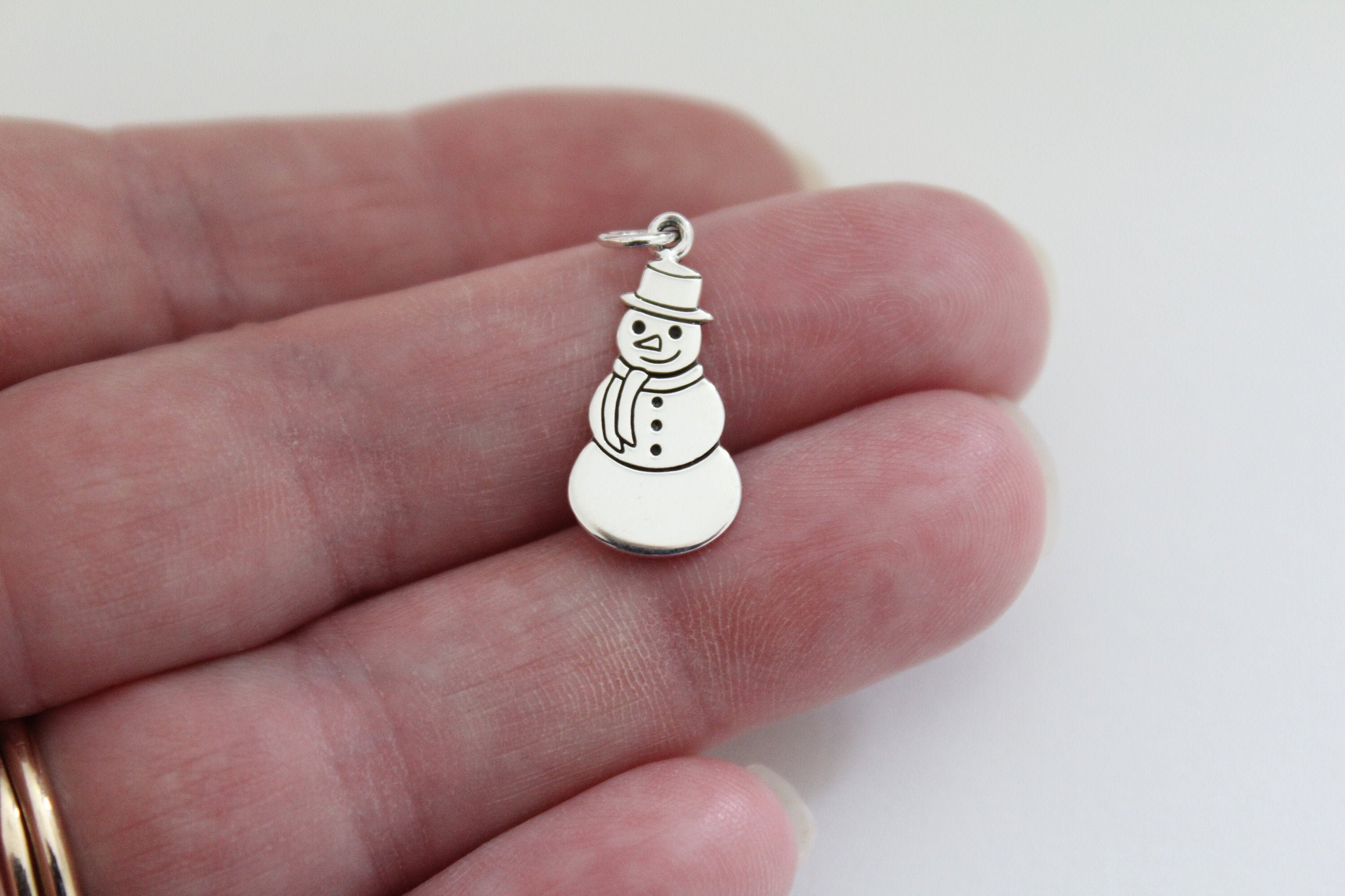 Charm De Muñeco De Nieve De Plata De Ley Amuleto De Muñeco De Etsy España