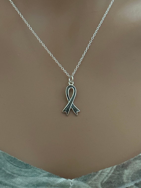 Grey Awareness Ribbon Sterling Silver Grey Awareness Ribbon Sterling Silver