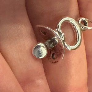 Sterling Silver Oxidized 3D Baby Pacifier Charm, Sterling Silver Oxidized 3D Baby Pacifier Pendant, Silver Oxidized 3D Baby Pacifier Charm