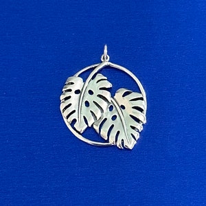 Sterling Silver Monstera Leaves Charm, Sterling Silver Monstera Leaves Pendant, Silver Monstera Leaves Charm, Monstera Leaves Charm