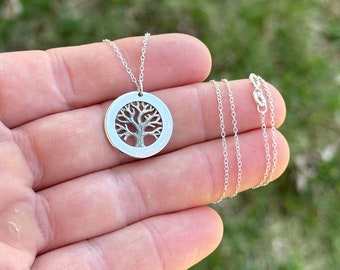 Silver Tree of Life Necklace - Solid Sterling Silver 925 Pendant Charm ...