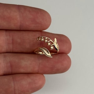 Bronze Adjustable Lily of the Valley Ring, May Birth Flower