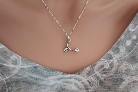 Push Kick Scooter Charm Sterling Silver Antiqued Finish Push Kick Scooter Charm Sterling Silver Antiqued Finish