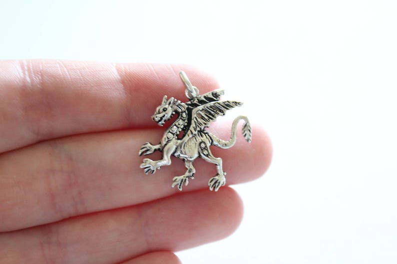 Sterling Silver Dragon Charm Dragon Charm Dragon Pendant Etsy