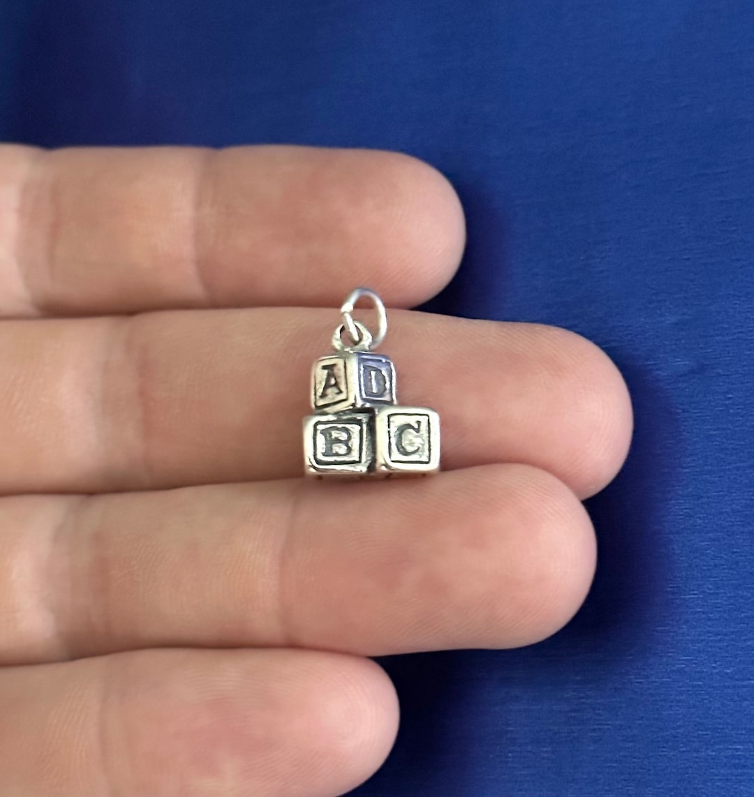 Sterling Silver ABC Baby Blocks Charm Pendant - Etsy