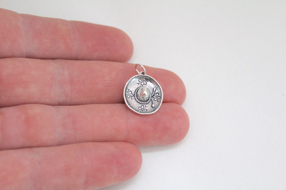 Sterling Silver Sombrero Hat Charm Sterling Silver Festive Etsy