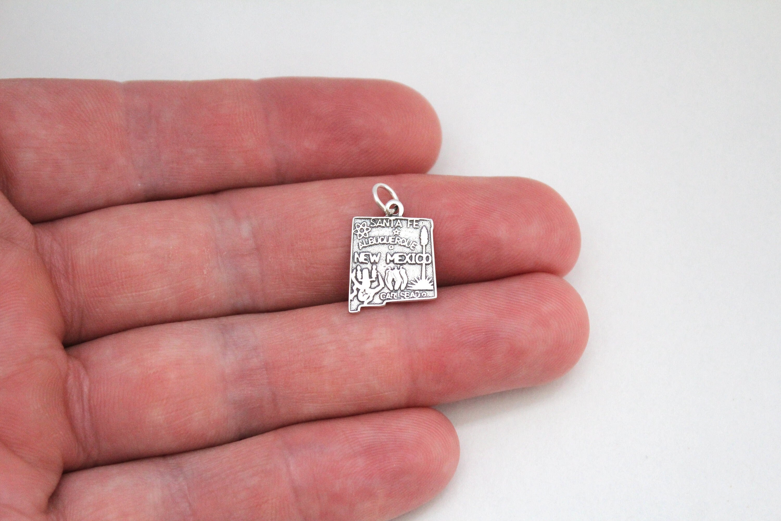 New Mexico State Map Charm Pendant – 925 Sterling Silver, Made In USA - View #10