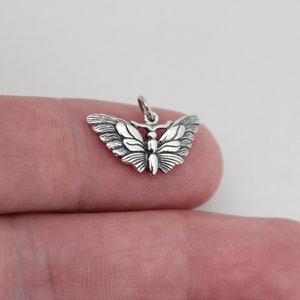 Sterling Silver Butterfly Moth Charm, Silver Butterfly Moth Charm, Butterfly Moth Pendant, Butterfly Charm, Butterfly Moth Charm