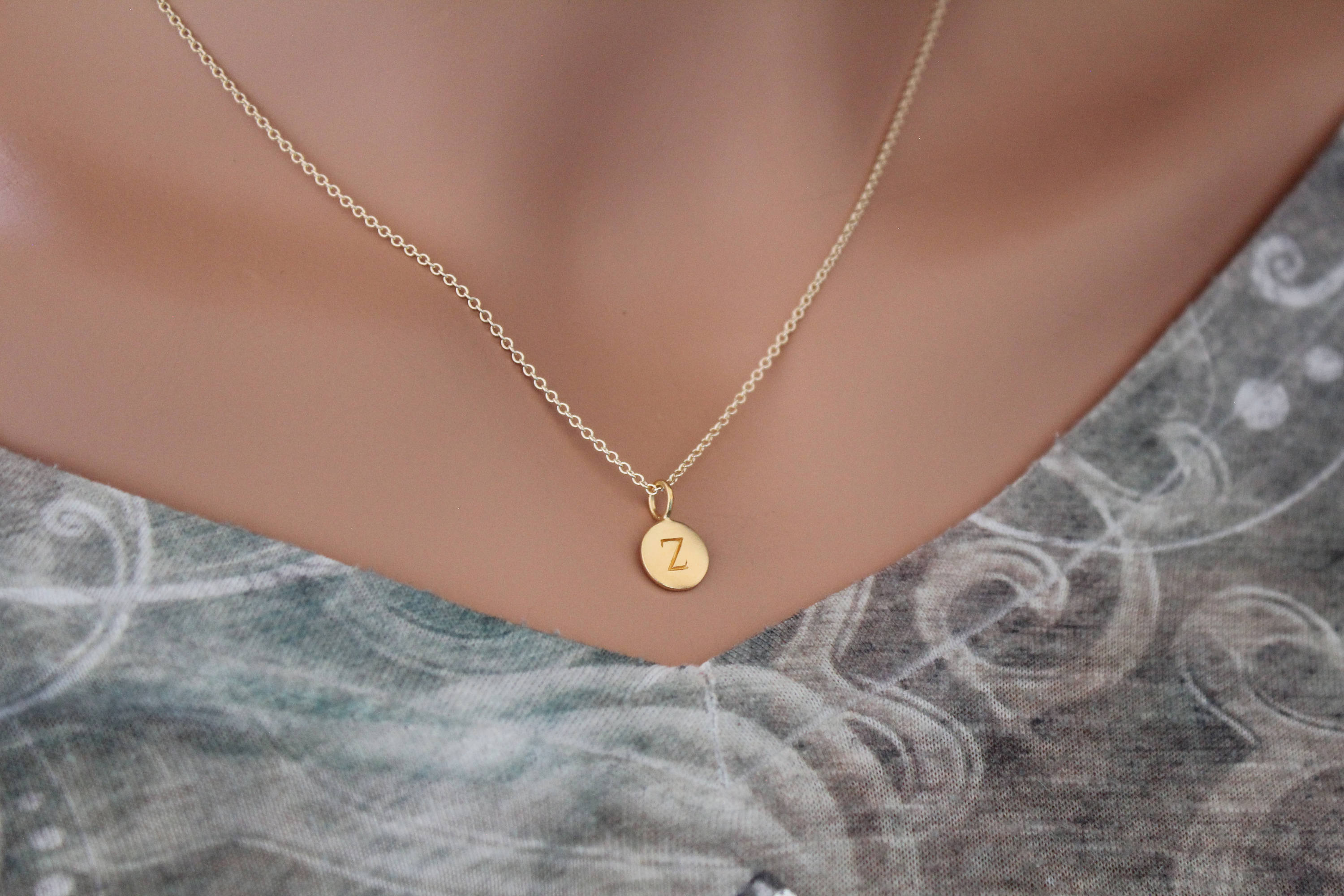 Gold Initial Z Necklace: 24K Gold Plated Sterling Silver Charm - Etsy