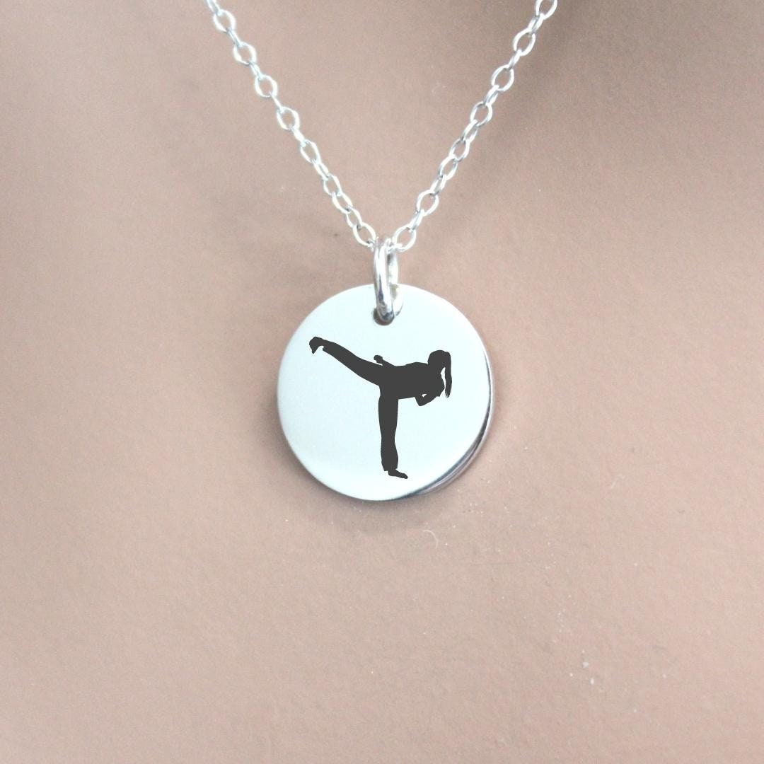 CUSTOM ENGRAVED Sterling Silver Martial Arts Necklace Etsy