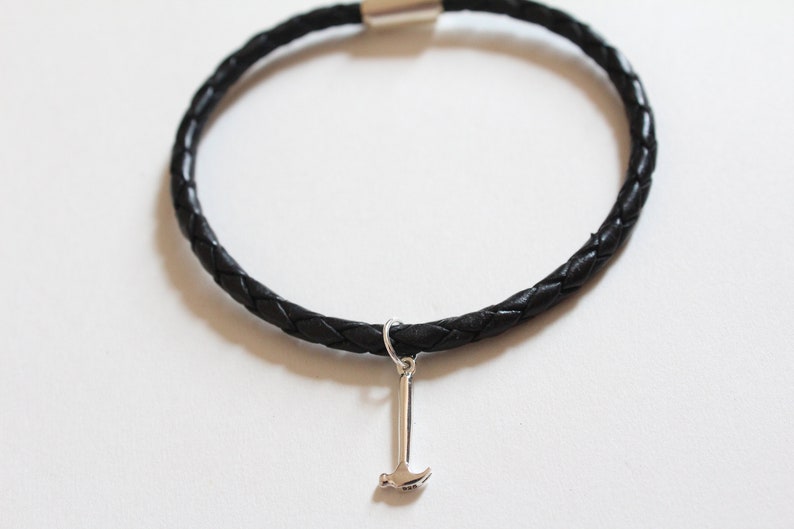 Leather Bracelet With Sterling Silver Hammer Charm Hammer Etsy