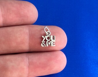 Sterling Silver You and Me Word Charm: .925 Silver Pendant
