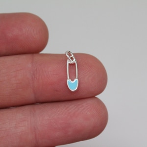 Sterling Silver Blue Safety Pin Charm, Sterling Silver Blue Safety Pin Pendant, Silver Blue Safety Pin Charm, Blue Safety Pin Charm