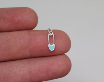 Sterling Silver Blue Safety Pin Charm