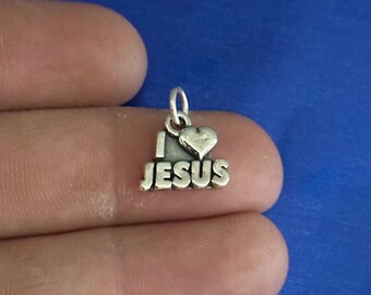 Sterling Silver I Love Jesus Charm