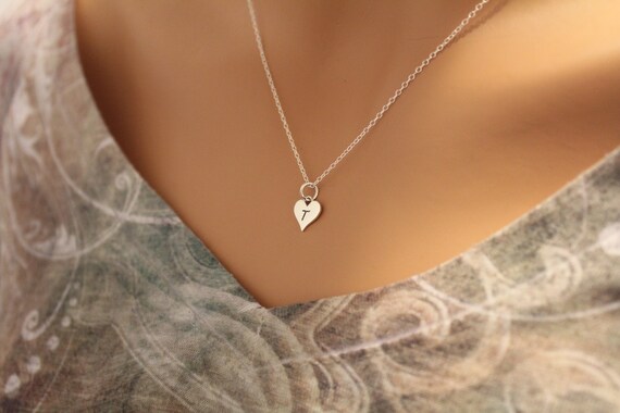 Sterling Silver T Letter Heart Necklace 