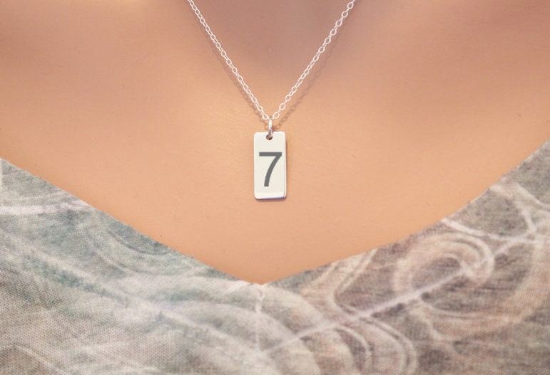 Sterling Silver Number 7 Charm Necklace, Number Seven