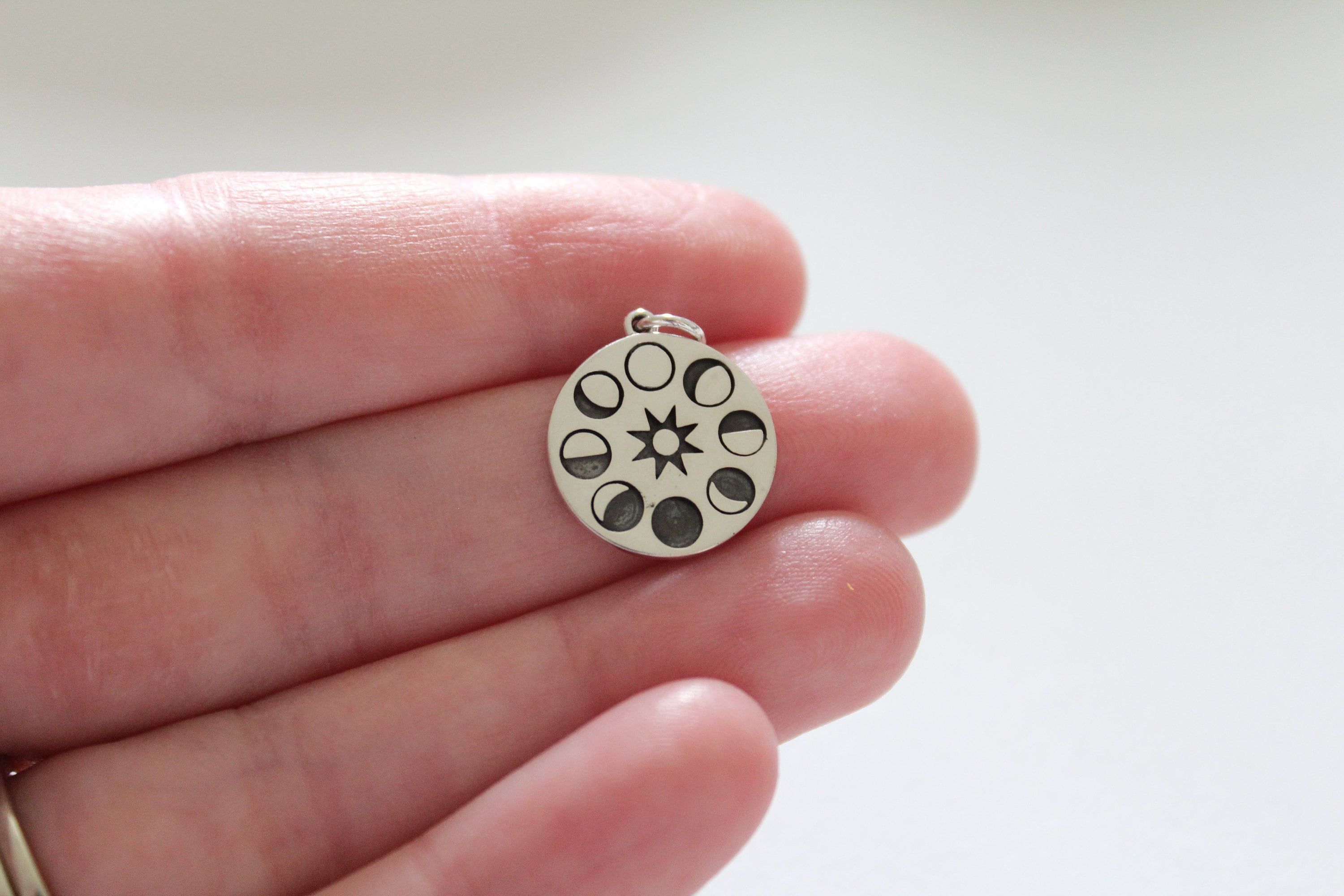 Sterling Silver Sun and Moon Phase Pendant Necklace - Etsy