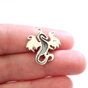 Sterling Silver Dragon Pendant, Silver Dragon Pendant, Realistic Dragon Pendant, Dragon Pendant, Fairy Tale Dragon Pendant, Dragon Charm image 2