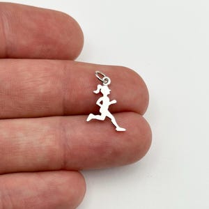 Sterling Silver Running Girl Charm, Runner Charm, Girl Runner Charm, Marathon Runner Charm, Half Marathon Charm, 10k Runner Pendant, Run