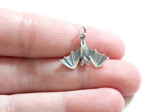 Sterling Silver Bat Charm Bat Pendant Realistic Bat Charm
