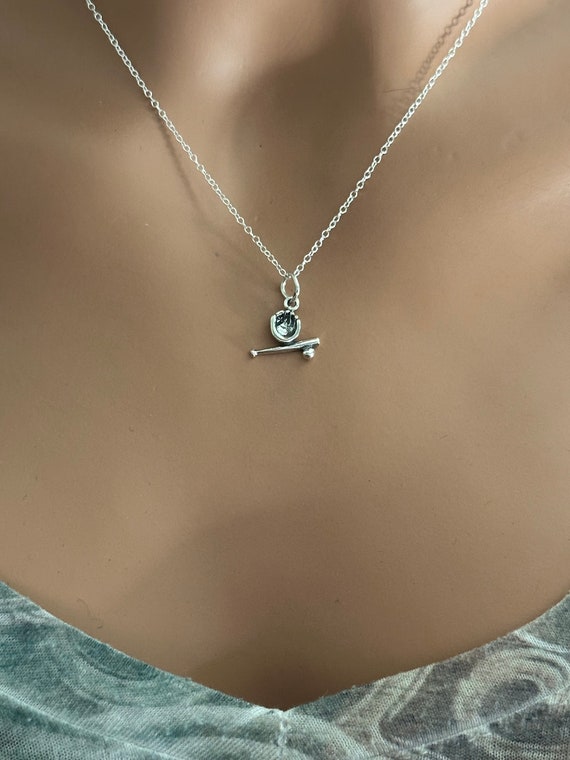 Small Bat Ball and Glove Charm Sterling Silver Small Bat Ball and Glove Charm Sterling Silver