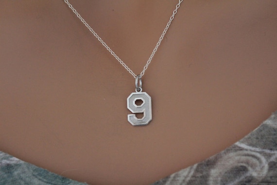 Sterling Silver Number Nine Charm Necklace Sterling Silver Number Nine Necklace 9 Necklace 9 Number Charm Necklace Etsy Canada