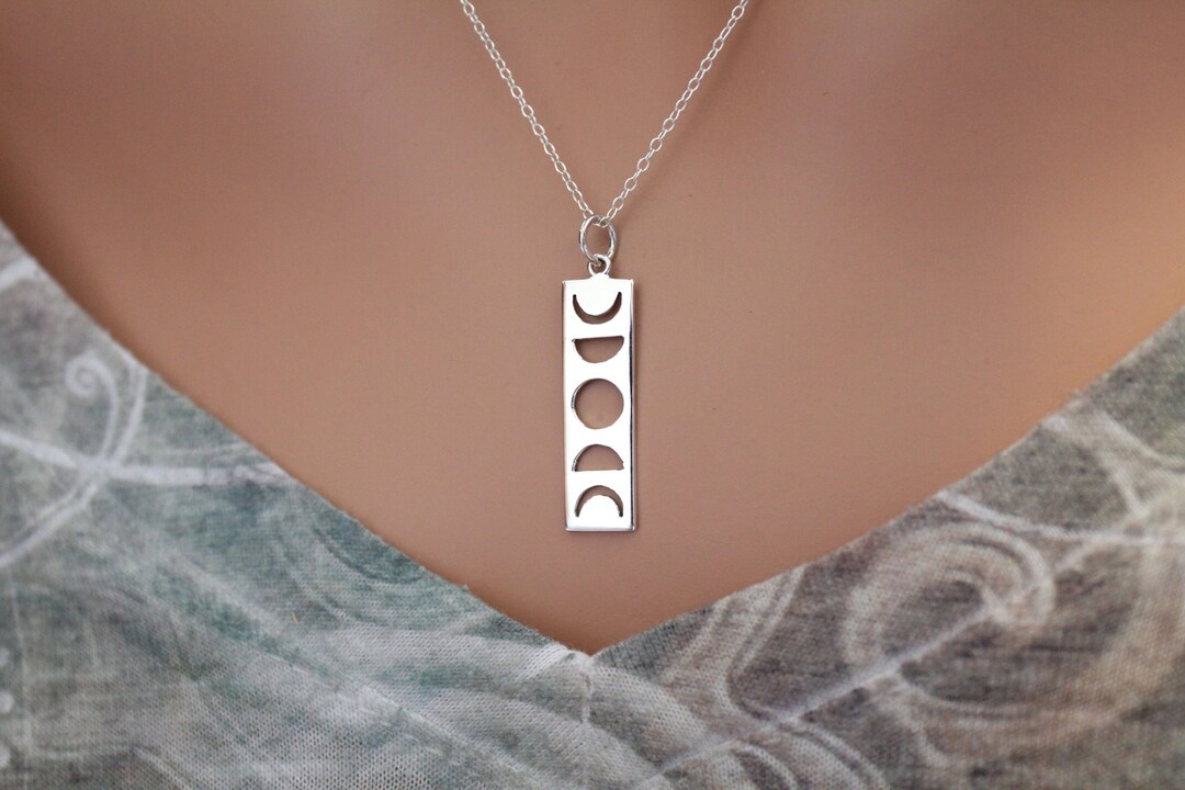 Sterling Silver Moon Phase Necklace: Celestial Charm Pendant - Etsy