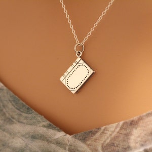 Sterling Silver Realistic Book Charm Necklace, Realistic Book Pendant Necklace, Book Charm Necklace, Book Pendant Necklace, Book Necklace image 2