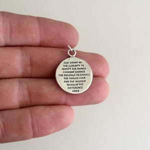 Sterling Silver Serenity Prayer Charm, Silver Reversible Praying Hands Prayer Charm, Silver Praying Hands Pendant, Serenity Prayer Charm