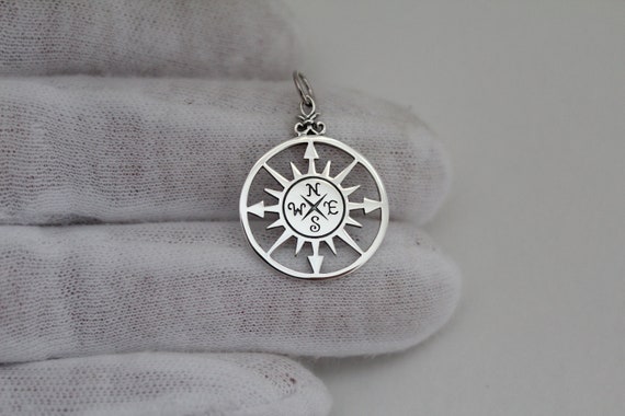 Sterling Silver Compass Rose Charm 