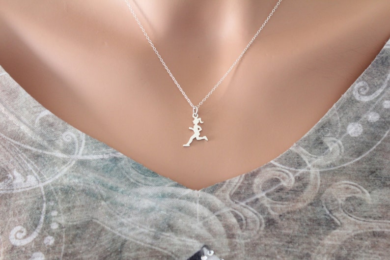 Sterling Silver Running Girl Charm Necklace, Silver Runner Necklace, Running Necklace, Track Necklace, Cross Country Runner Necklace image 3