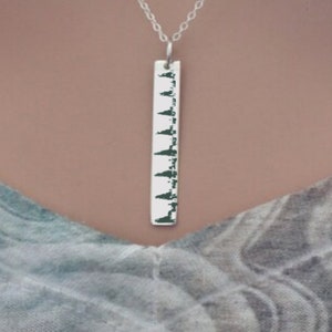 Sterling Silver Baby Heartbeat Ultrasound Vertical Bar Necklace