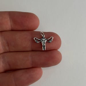 Sterling Silver Female Reproductive Charm, Silver Ovary Uterus Charm, Gift for OBGYN Doctor, Ovary Uterus Pendant, Ovary Uterus Charm