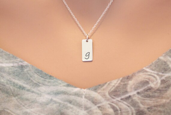 Initial bar necklace best sale silver